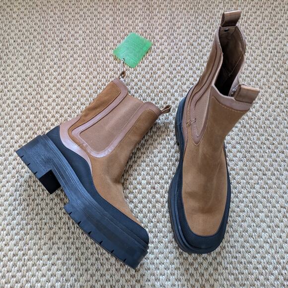 Sam Edelman Shoes - SAM EDELMAN Womens Lulia Chunky Lug Sole Ankle Boots Size 8 Whiskey Suede NWD